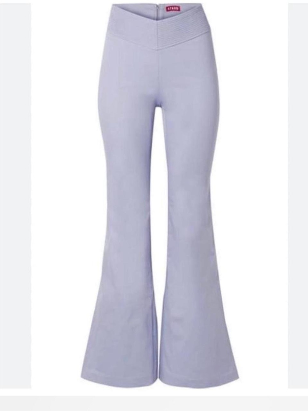 STAUD Stretch Cotton Flared Pants in a light lavender lilac hue size 4